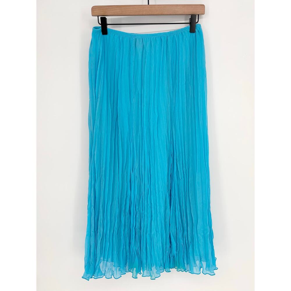 Ruby Rd Aqua Blue Pleated Peasant Midi Skirt Size 6P